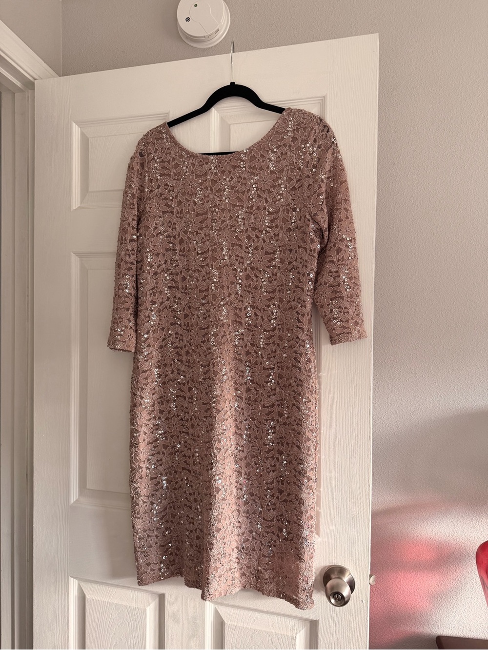 Onyx Nite Blush Pink Sequin Lace Midi Dress